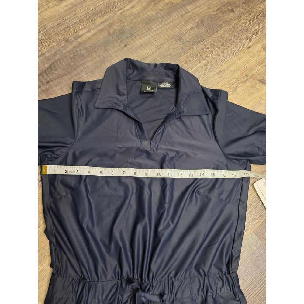 Spyder Size S Navy Blue Activewear Dress Collared Drawstring Pockets NWT - Picture 2 of 9
